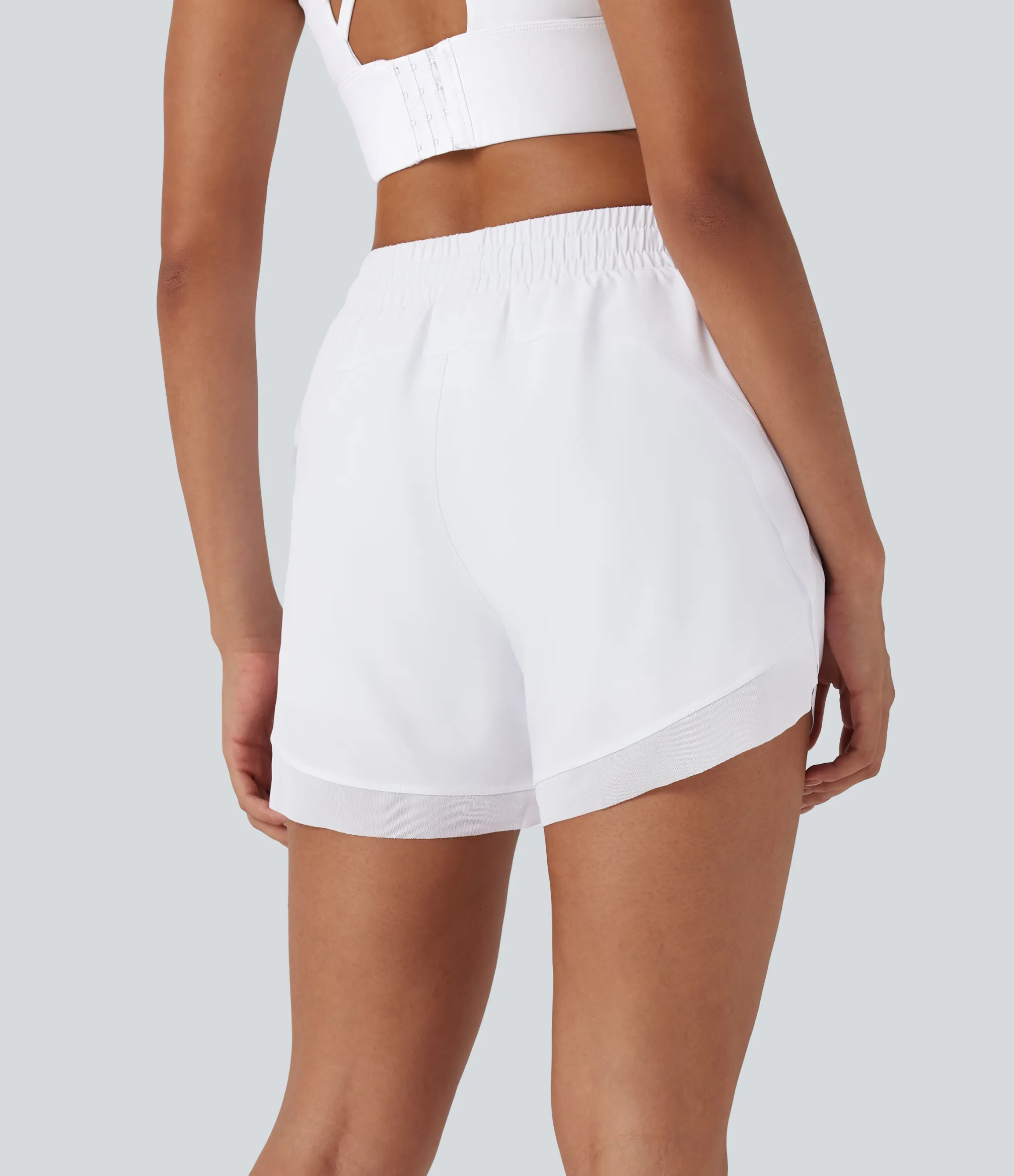 5'' Shorts|Active Shorts<HALARA Mid Rise Drawstring Contrast Mesh 2-in-1 Flowy Running Shorts 5''