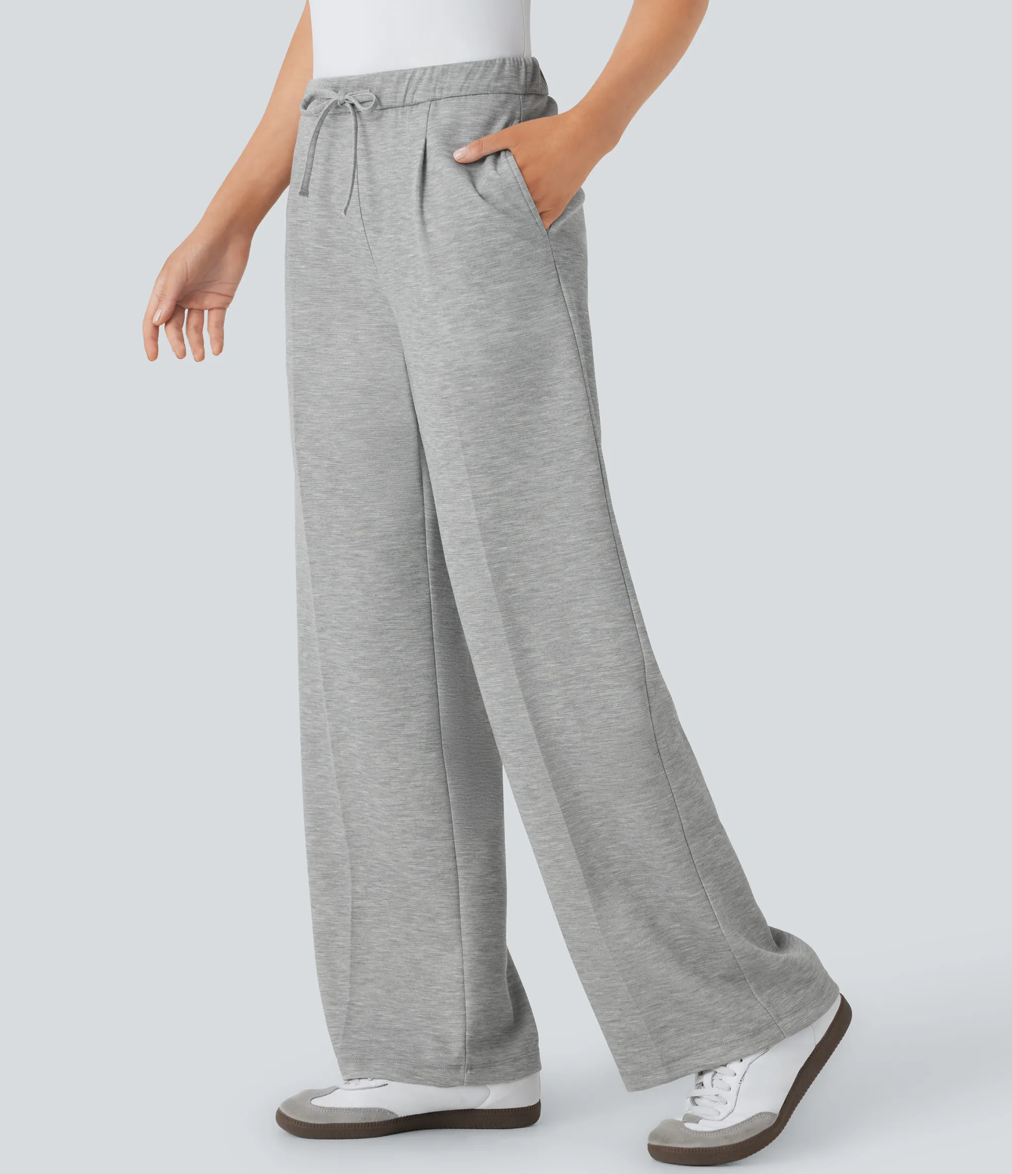 Straight-Leg Pants|Work Pants<HALARA Mid Rise Drawstring Pocket Straight Leg Work Pants