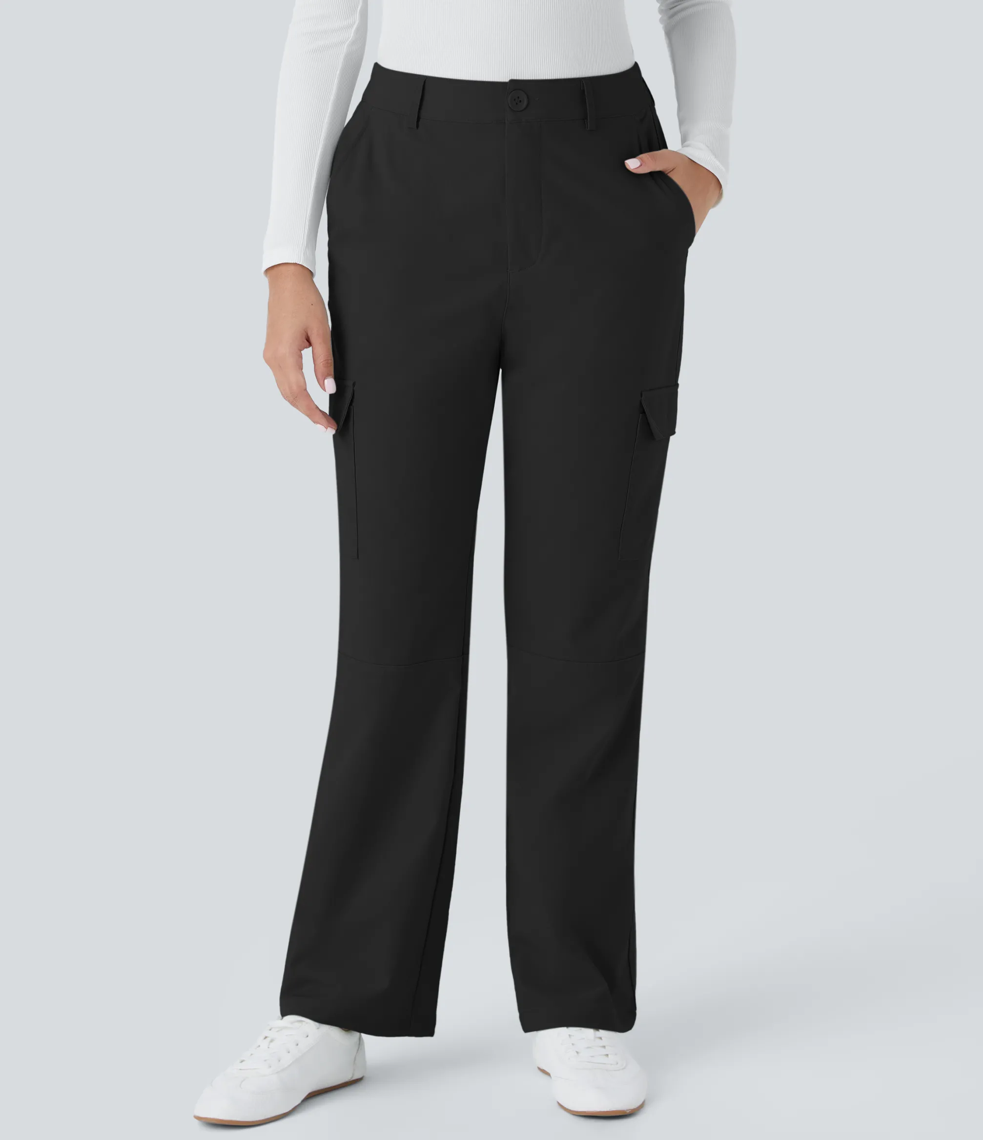 Pants|Cargo Pants<HALARA Mid Rise Elastic Waistband Pockets Work Cargo Pants