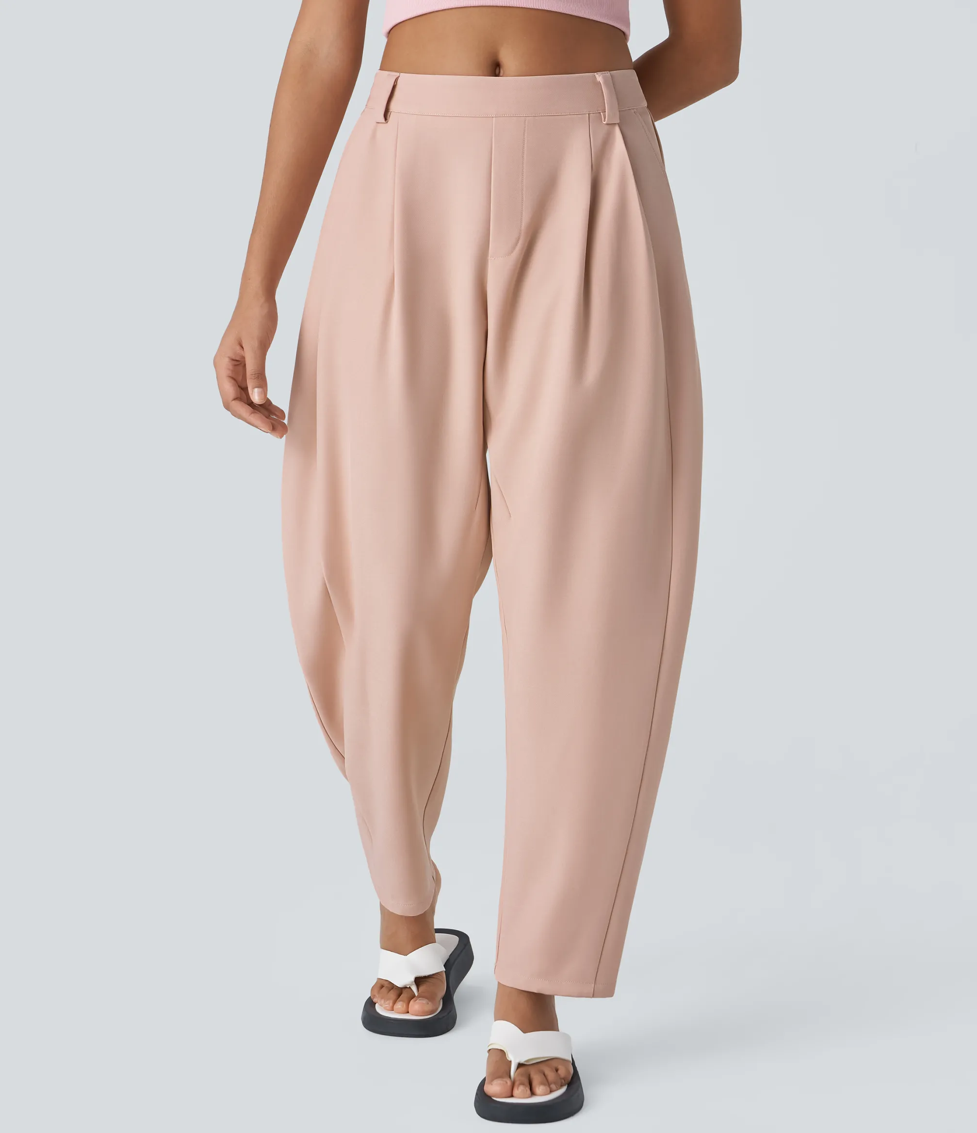Work Pants|Pants<HALARA Mid Rise Pocket Barrel Leg Work Pants