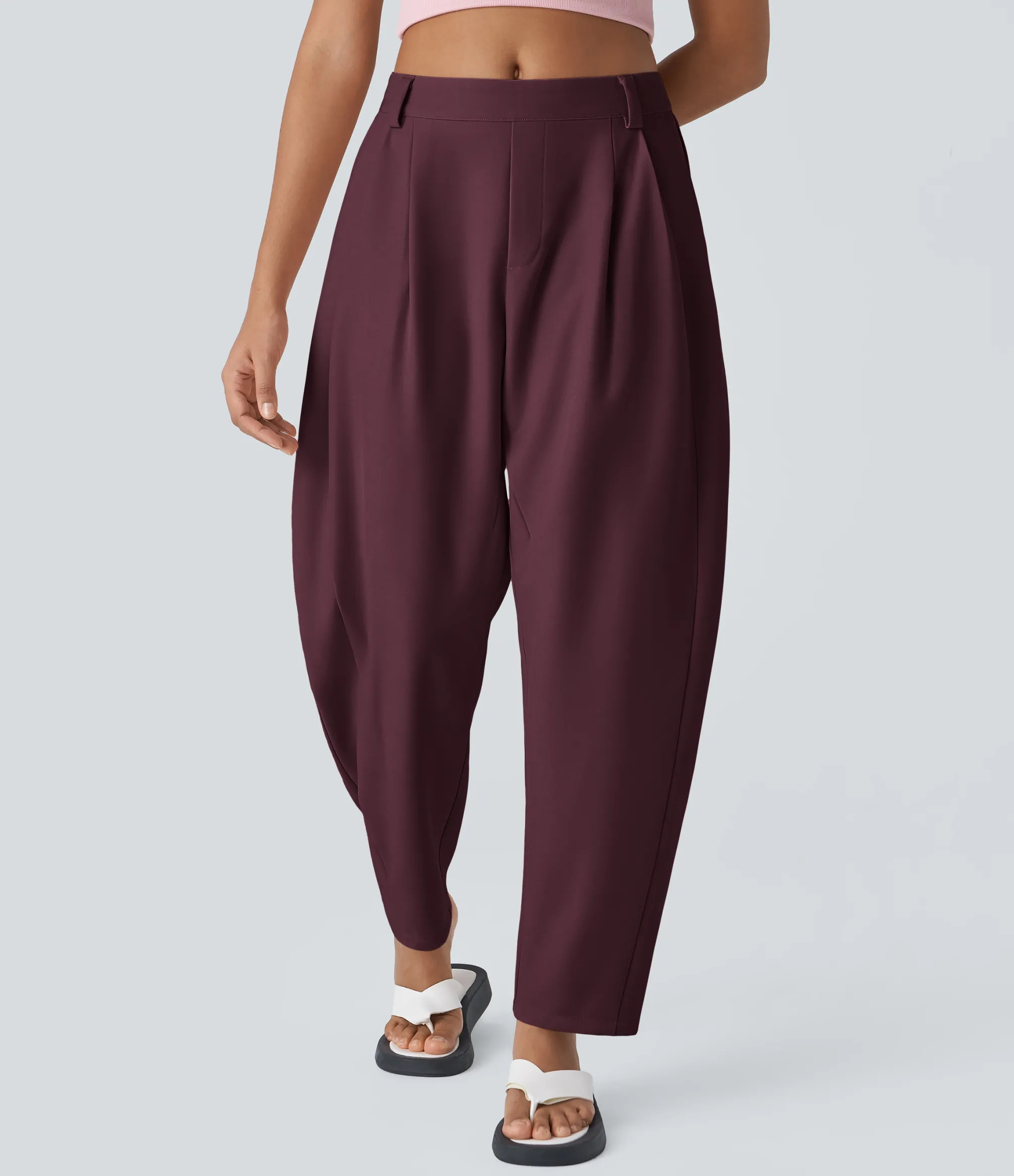 Work Pants|Pants<HALARA Mid Rise Pocket Barrel Leg Work Pants