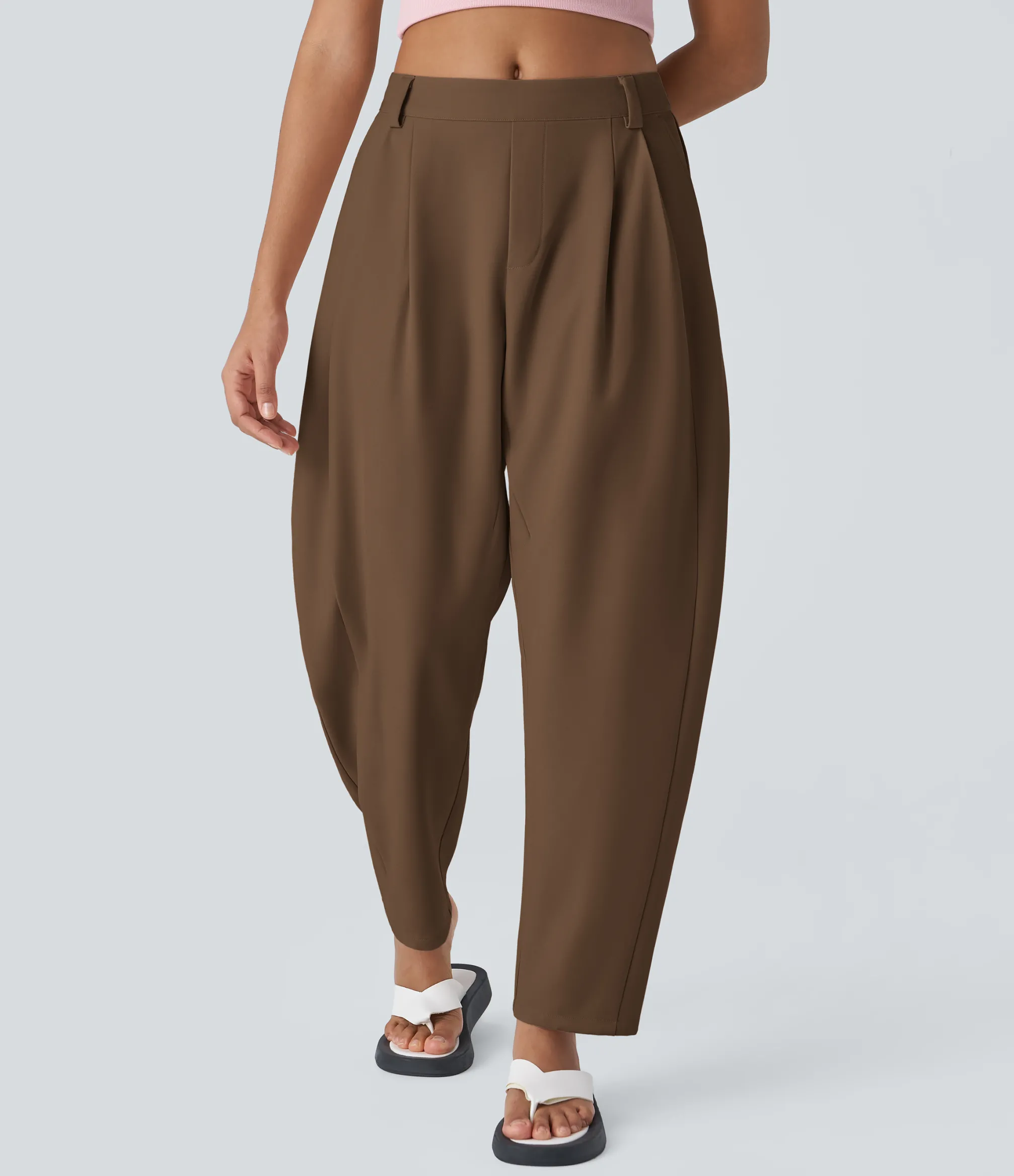 Work Pants|Pants<HALARA Mid Rise Pocket Barrel Leg Work Pants