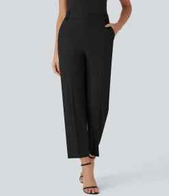 Straight-Leg Pants|Work Pants<HALARA Mid Rise Pocket Straight Leg Ankle Length Work Pants