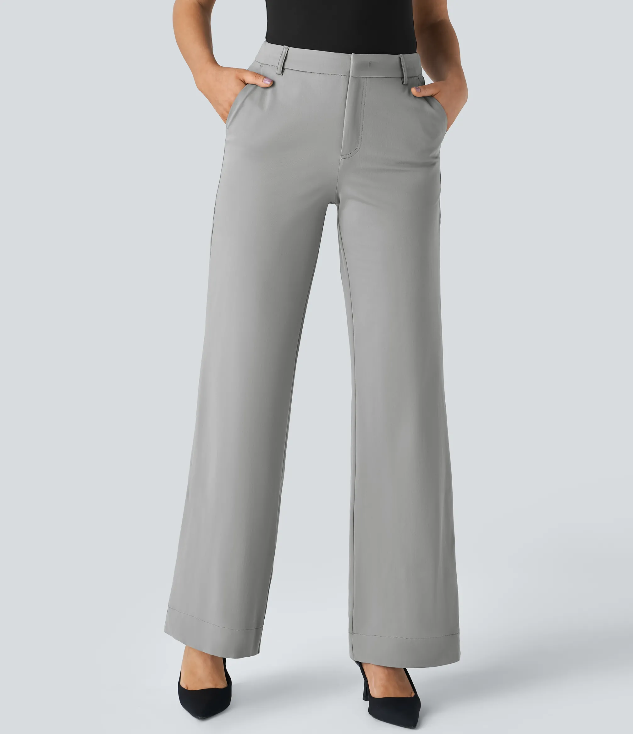 Straight-Leg Pants|Work Pants<HALARA Mid Rise Pocket Straight Leg Work Pants