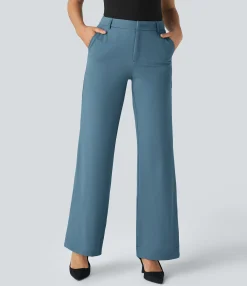 Straight-Leg Pants|Work Pants<HALARA Mid Rise Pocket Straight Leg Work Pants