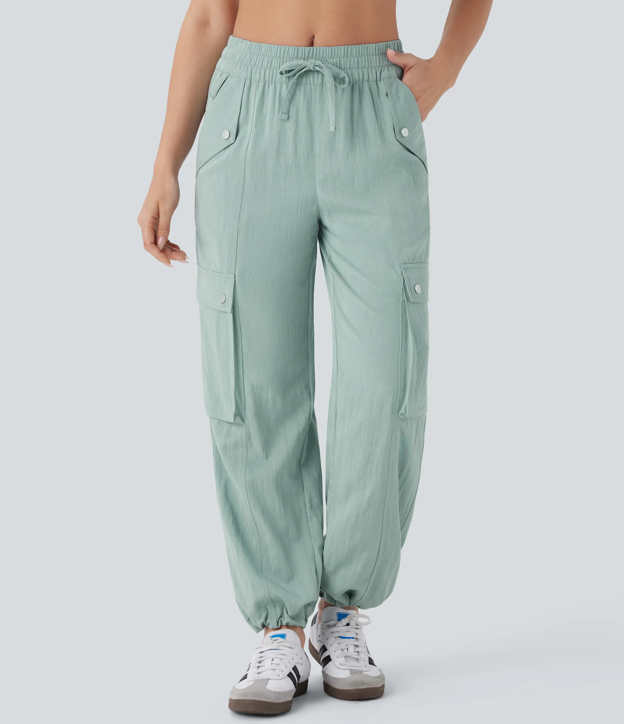 Cargo Pants|Joggers<HALARA Mid Rise Pockets Drawstring Hem Cargo Casual Pants