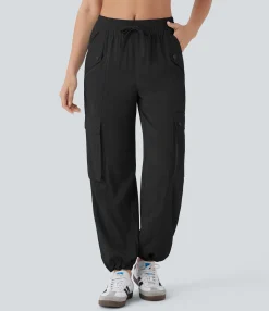 Cargo Pants|Joggers<HALARA Mid Rise Pockets Drawstring Hem Cargo Casual Pants