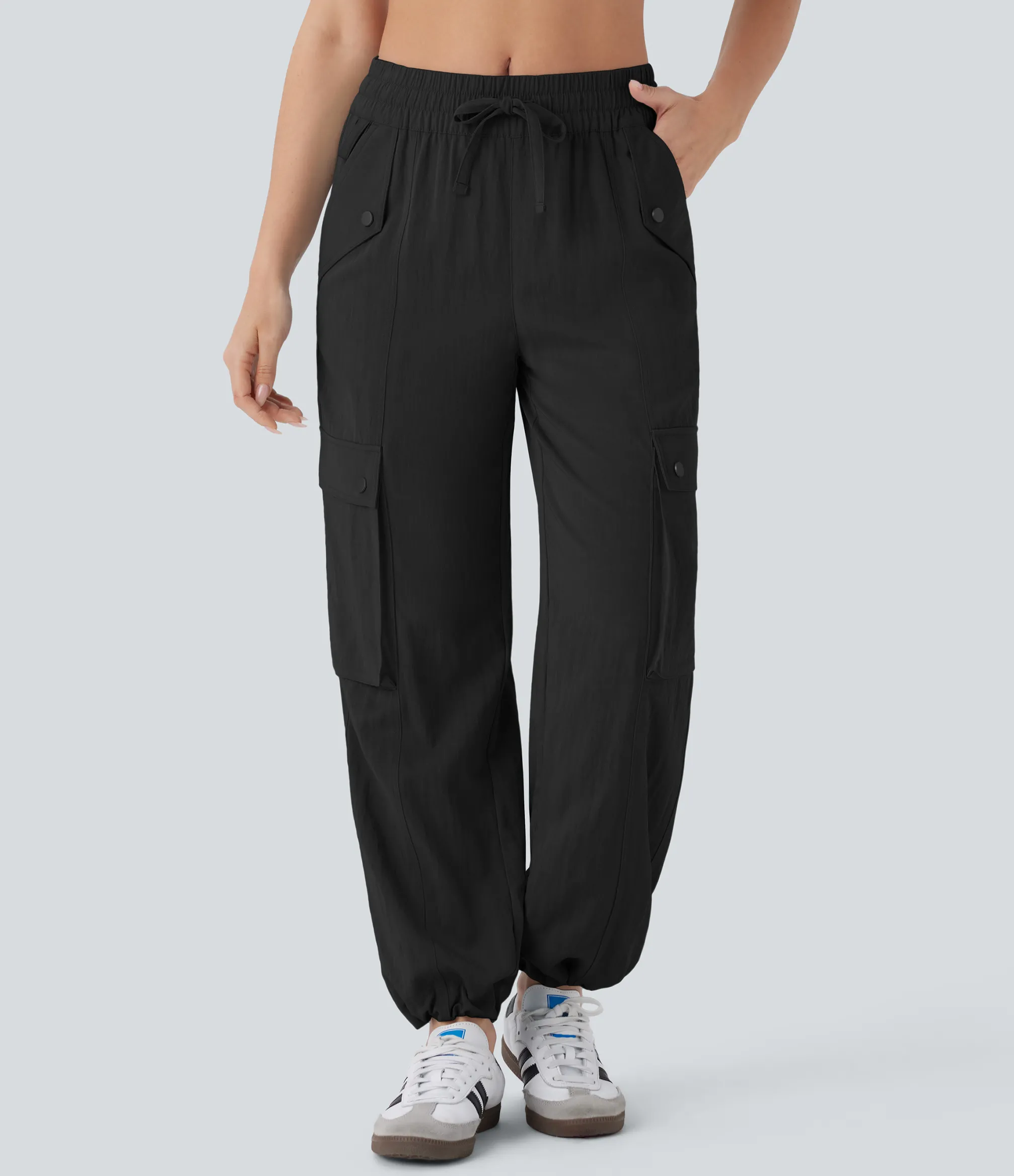 Cargo Pants|Joggers<HALARA Mid Rise Pockets Drawstring Hem Cargo Casual Pants