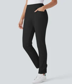 Pants<HALARA Mid Rise Pockets Tapered Quick Dry Golf Pants-Golf Tee Pocket-UPF40+