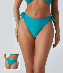 Beachwear<HALARA Mid Rise Removable Tie Side Bikini Bottom Swimsuit