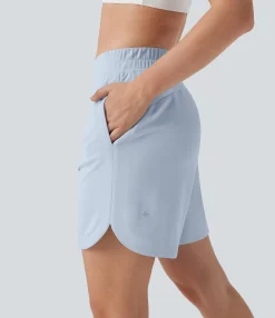 Active Shorts|Shorts<HALARA Mid Rise Side Pockets Curved Hem Yoga Bermuda Shorts