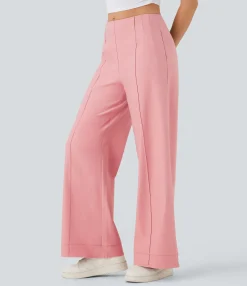 Wide-Leg Pants|Pants<HALARA Mid Rise Wide Leg Casual Pants with Pockets