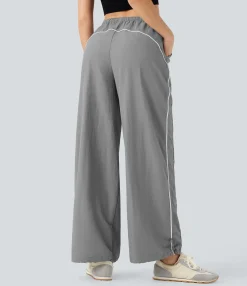 Wide-Leg Pants|Pants<HALARA Mid Rise Wide Leg Cool Touch Casual Pants with Pockets