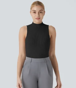 Sweaters<HALARA Mock Neck Sleeveless Work Sweater