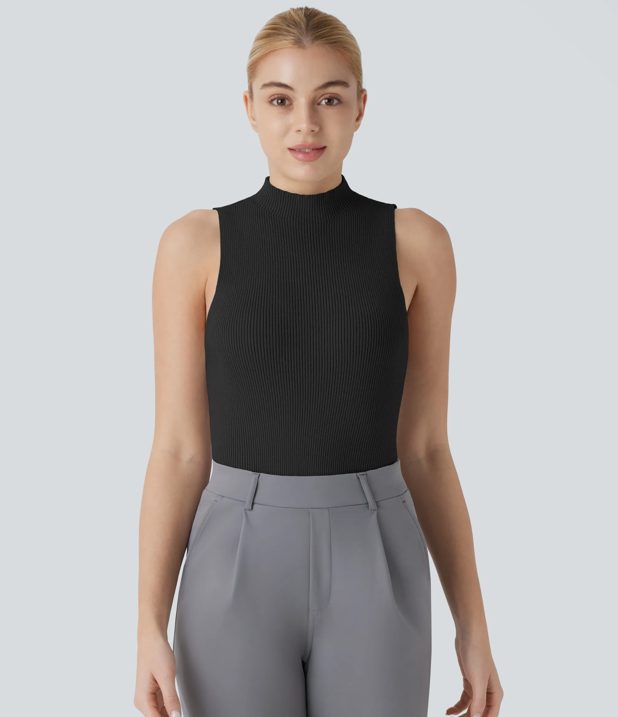 Sweaters<HALARA Mock Neck Sleeveless Work Sweater