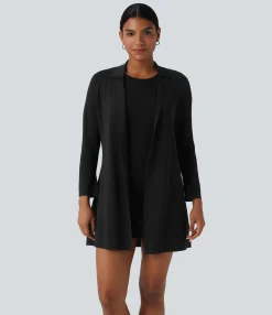 Sweaters<HALARA Notched Collar Long Sleeve Belted Work Cardigan