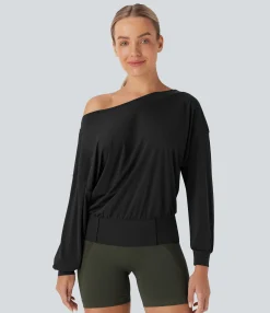 Sports Tops|Sports Tops<HALARA One Shouder Oversize Cool Touch Quick Dry Yoga Sports Top