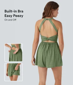 Jumpsuits<HALARA Padded 2-in-1 Romper with Pockets-Easy Peezy Edition
