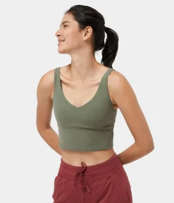 Casual Tops|Yoga Tops<HALARA Padded V Neck Cropped Yoga Tank Top