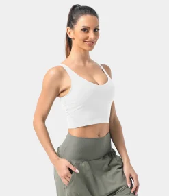 Casual Tops|Yoga Tops<HALARA Padded V Neck Cropped Yoga Tank Top