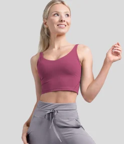 Casual Tops|Yoga Tops<HALARA Padded V Neck Cropped Yoga Tank Top