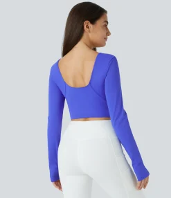 Sports Tops|Sports Tops<HALARA Padded V Neck Thumb Hole Cropped Yoga Sports Top