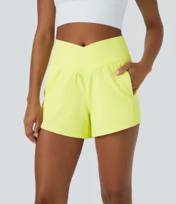 Crossover Shorts|Active Shorts<HALARA Patitoff™ Flow Pet Hair Resistant Crossover Pocket Shorts 4"