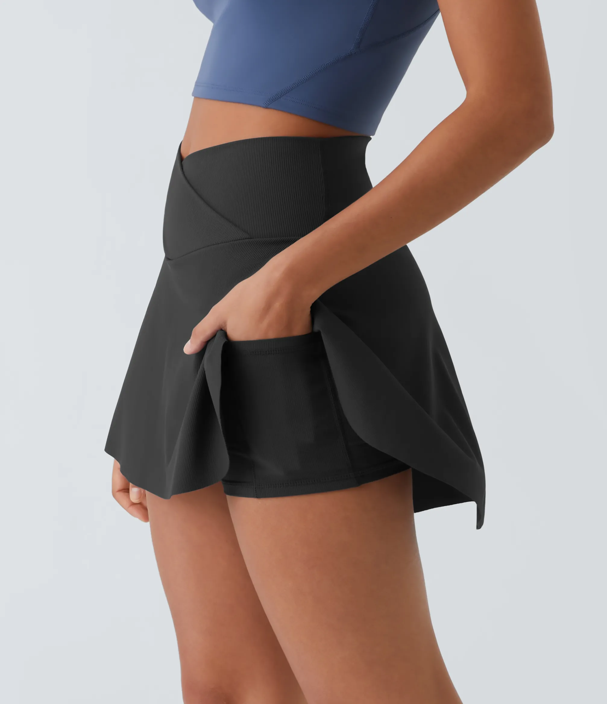 Active Skirts|Mini Skirts<HALARA Patitoff™ Flow Pet Hair Resistant Crossover Pocket 2-in-1 Activity Skirt-Lucid