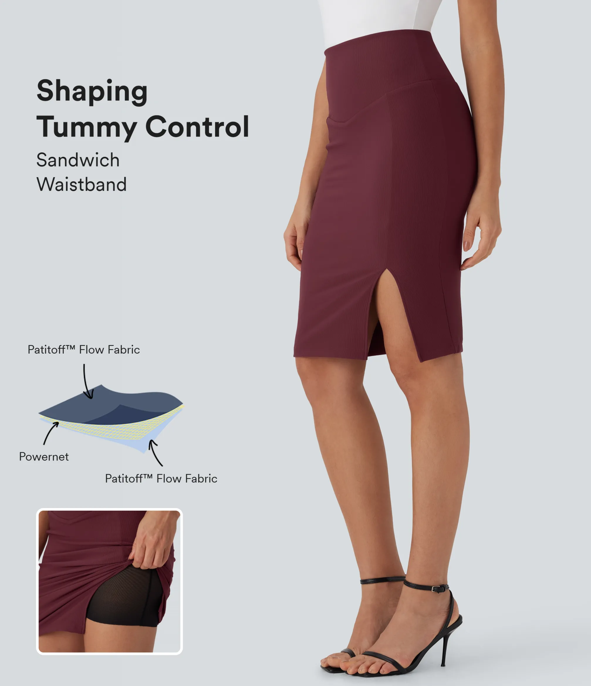 Casual Skirts|Maxi & Midi Skirts<HALARA Patitoff™ Flow Pet Hair Resistant SoCinched High Waisted Tummy Control 2-in-1 Bodycon Midi Casual Skirt