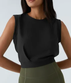 Yoga Tops|Tank Tops & Camis<HALARA Patitoff™ Flow Pet Hair Resistant Crew Neck Sleeveless Cropped Yoga Tank Top