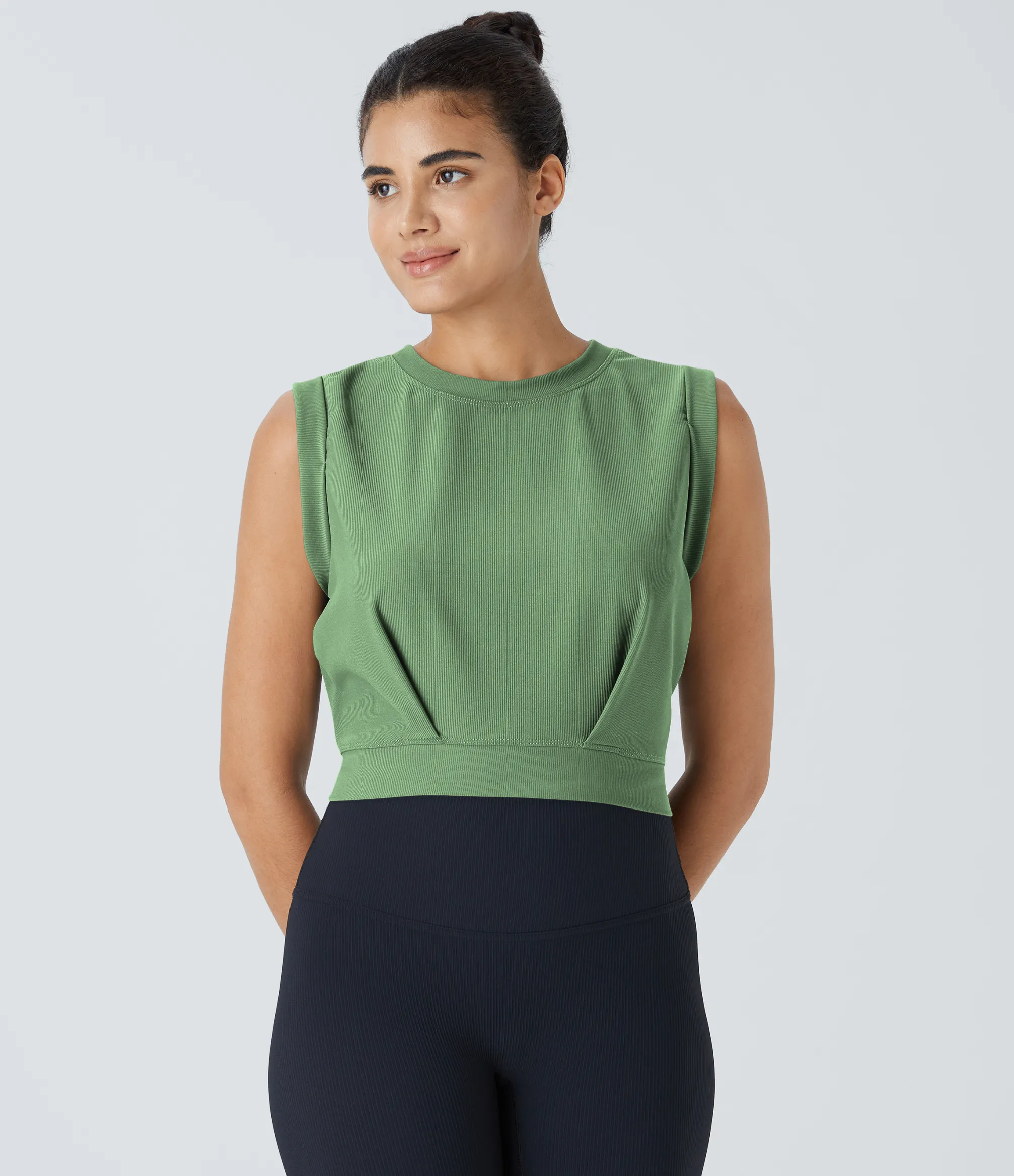 Yoga Tops|Tank Tops & Camis<HALARA Patitoff™ Flow Pet Hair Resistant Crew Neck Sleeveless Cropped Yoga Tank Top
