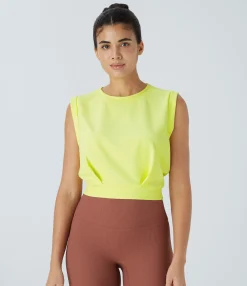 Yoga Tops|Tank Tops & Camis<HALARA Patitoff™ Flow Pet Hair Resistant Crew Neck Sleeveless Cropped Yoga Tank Top