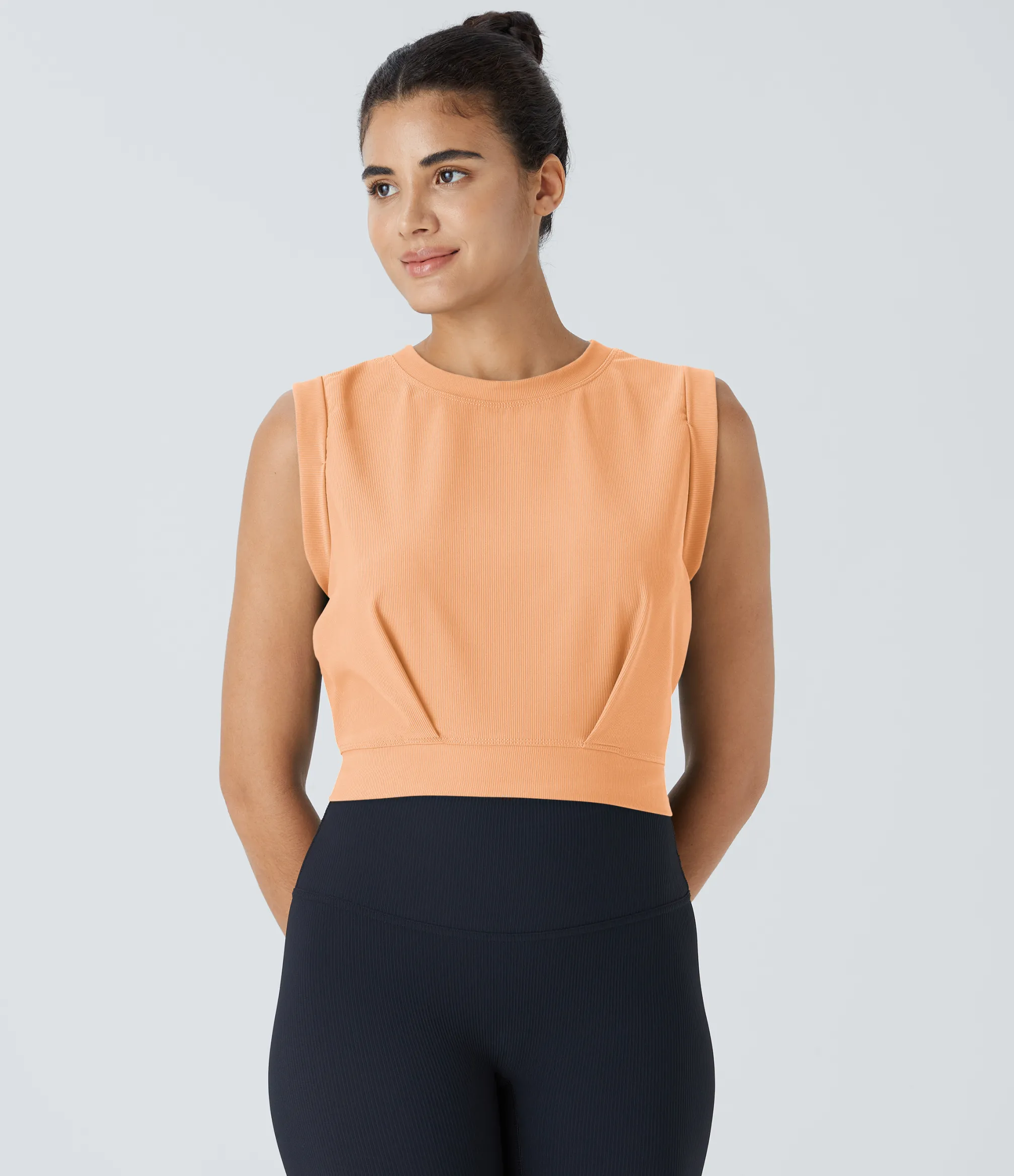 Yoga Tops|Tank Tops & Camis<HALARA Patitoff™ Flow Pet Hair Resistant Crew Neck Sleeveless Cropped Yoga Tank Top