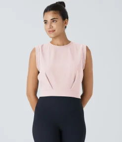 Yoga Tops|Tank Tops & Camis<HALARA Patitoff™ Flow Pet Hair Resistant Crew Neck Sleeveless Cropped Yoga Tank Top