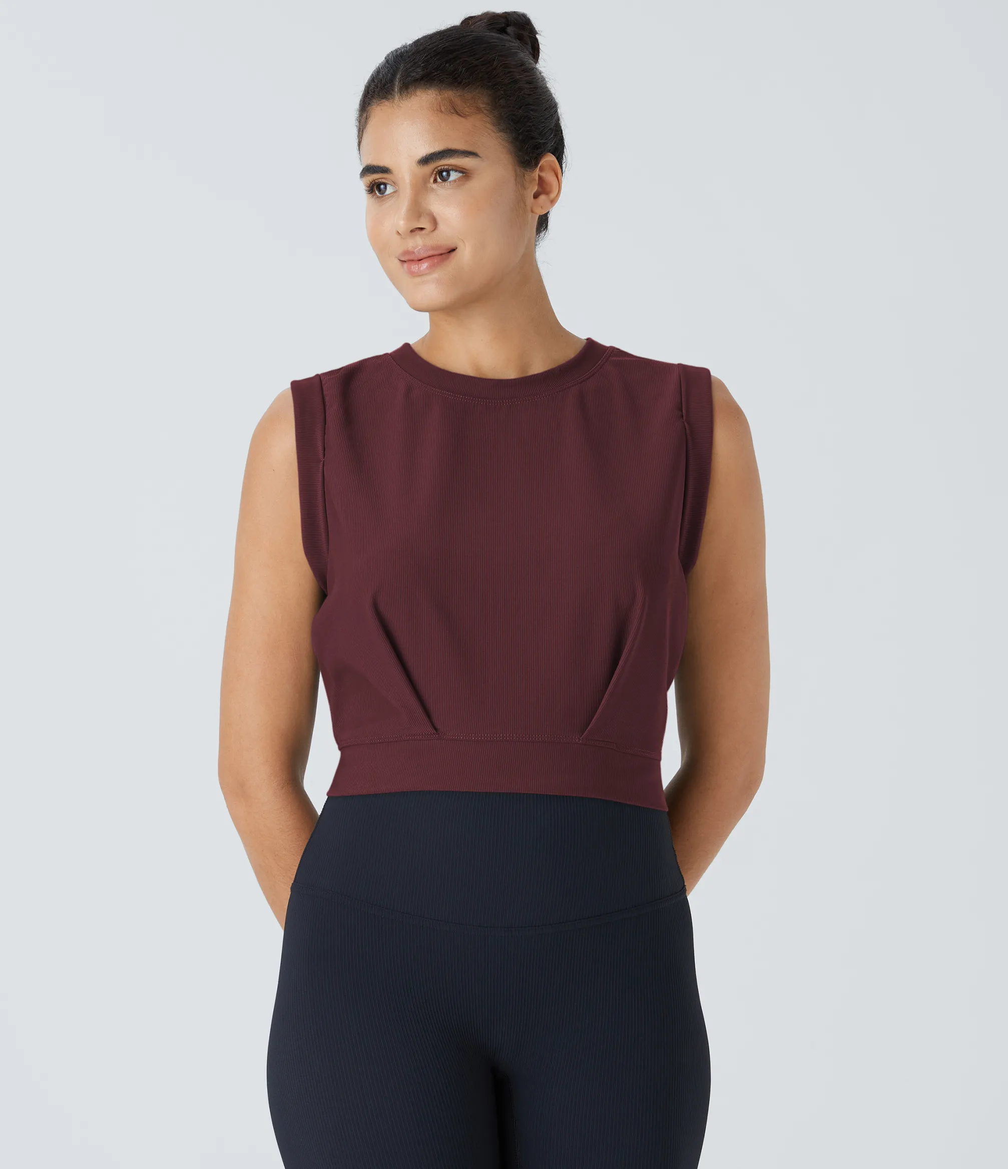 Yoga Tops|Tank Tops & Camis<HALARA Patitoff™ Flow Pet Hair Resistant Crew Neck Sleeveless Cropped Yoga Tank Top