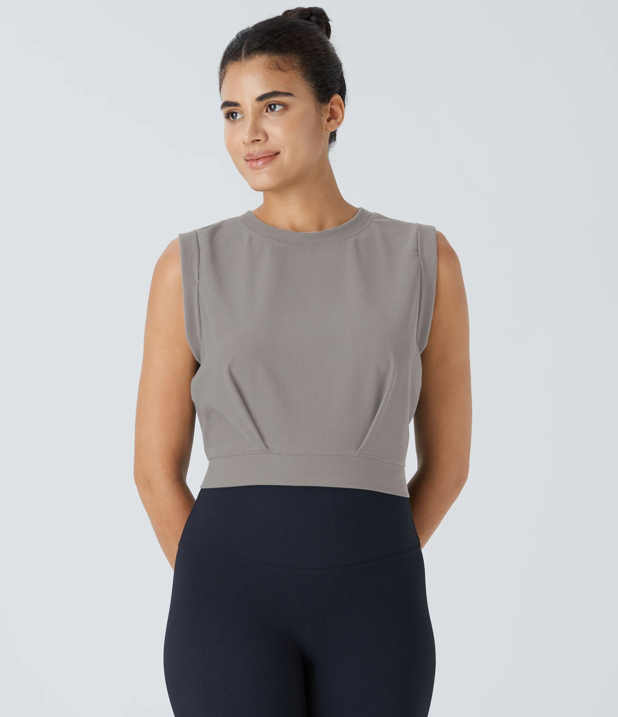 Yoga Tops|Tank Tops & Camis<HALARA Patitoff™ Flow Pet Hair Resistant Crew Neck Sleeveless Cropped Yoga Tank Top