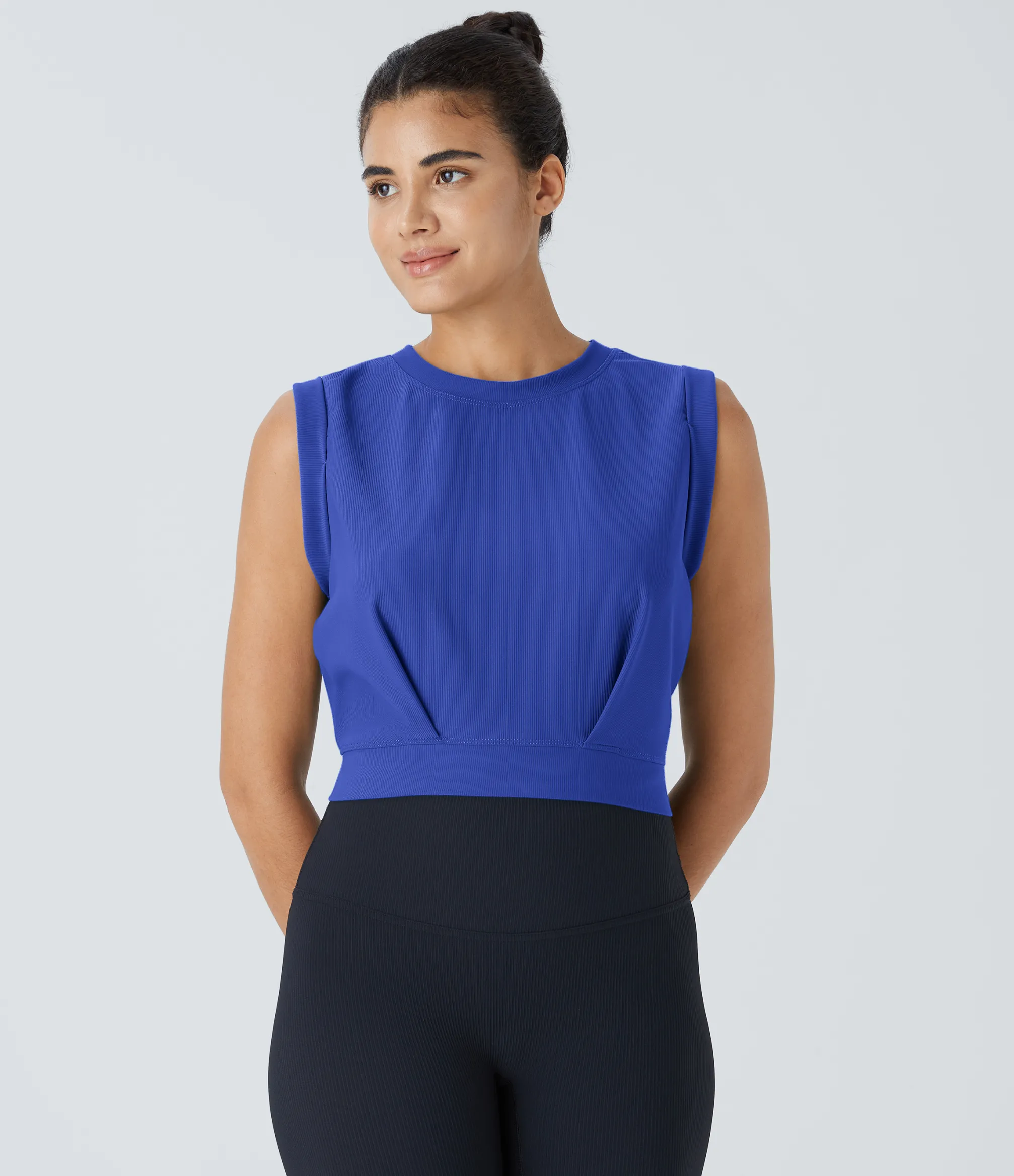 Yoga Tops|Tank Tops & Camis<HALARA Patitoff™ Flow Pet Hair Resistant Crew Neck Sleeveless Cropped Yoga Tank Top