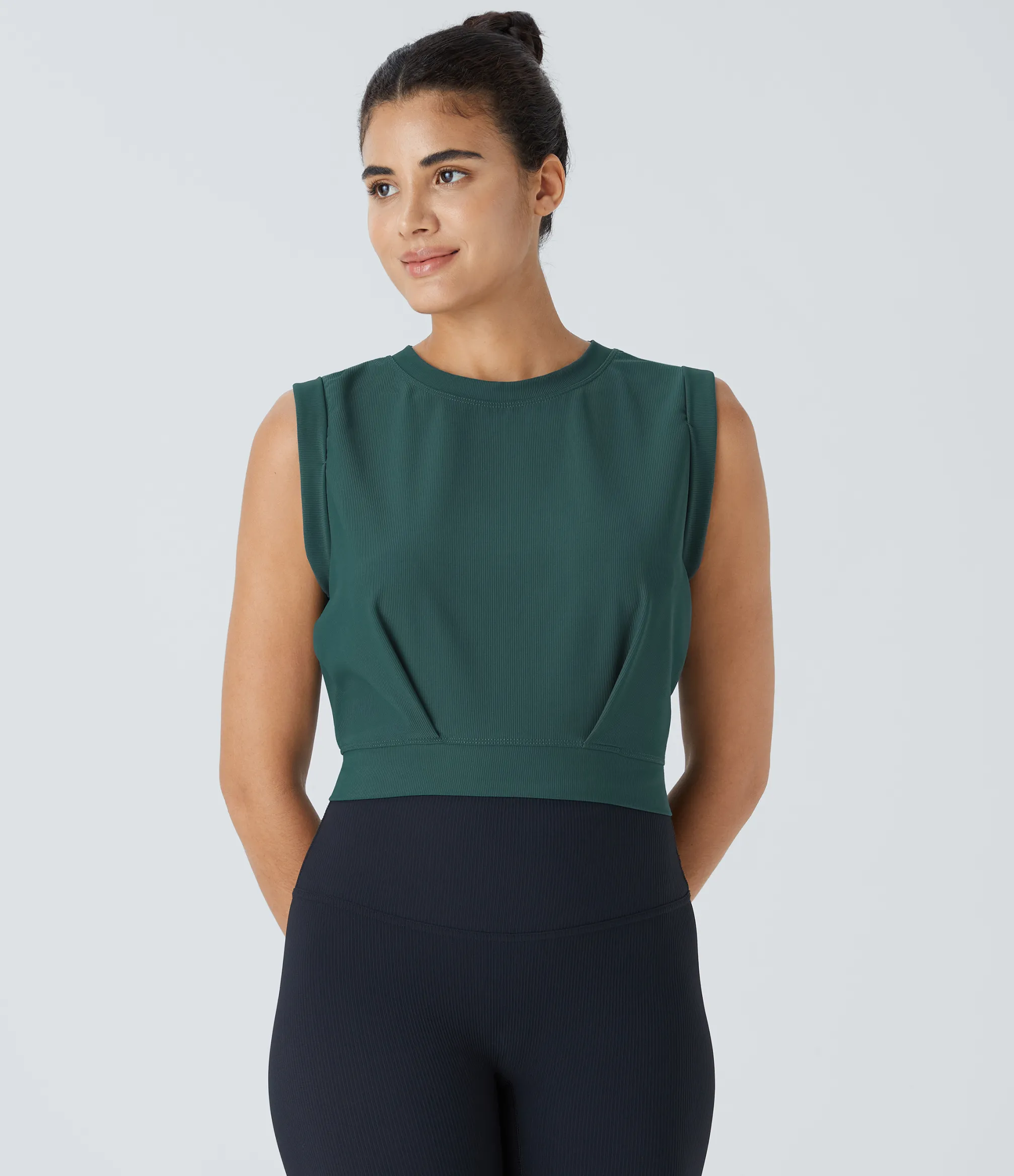 Yoga Tops|Tank Tops & Camis<HALARA Patitoff™ Flow Pet Hair Resistant Crew Neck Sleeveless Cropped Yoga Tank Top