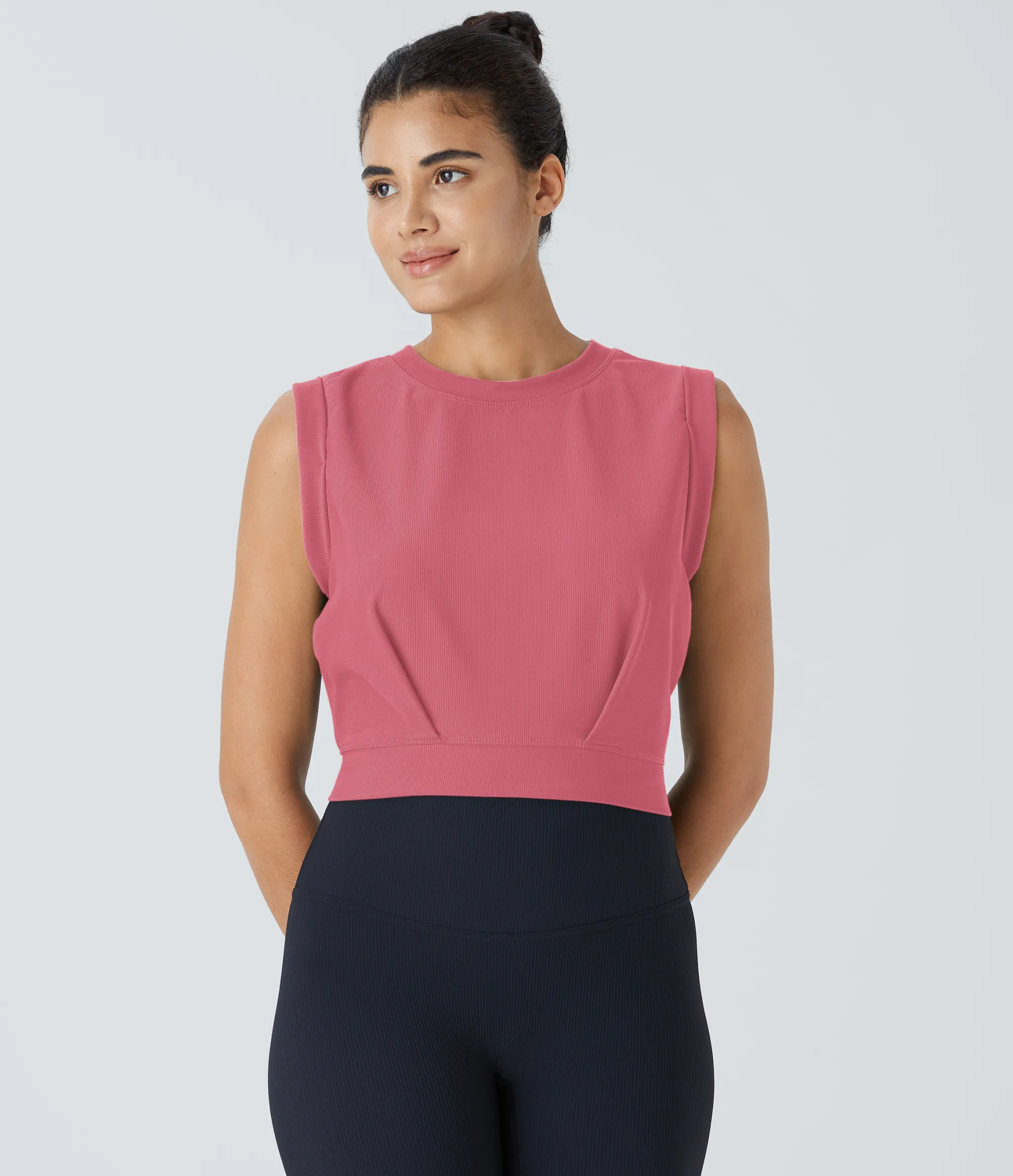 Yoga Tops|Tank Tops & Camis<HALARA Patitoff™ Flow Pet Hair Resistant Crew Neck Sleeveless Cropped Yoga Tank Top