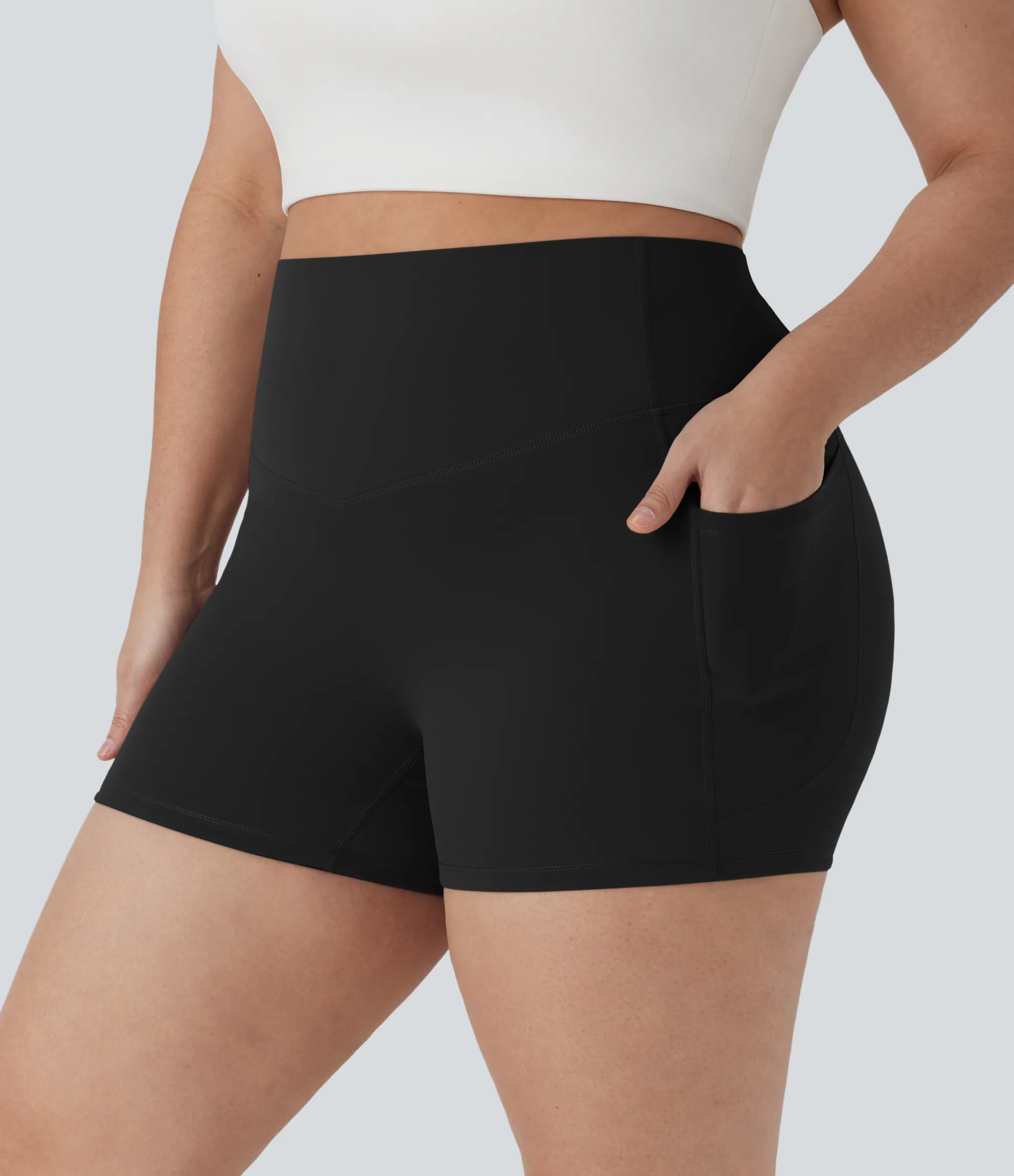Plus Size<HALARA Plus Size UltraSculpt™ SoCinched High Waisted Tummy Control Training Biker Shorts 3'' with Pockets