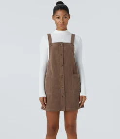 Mini Dresses|Dresses<HALARA Pocket Corduroy Mini Casual Jumper Dress