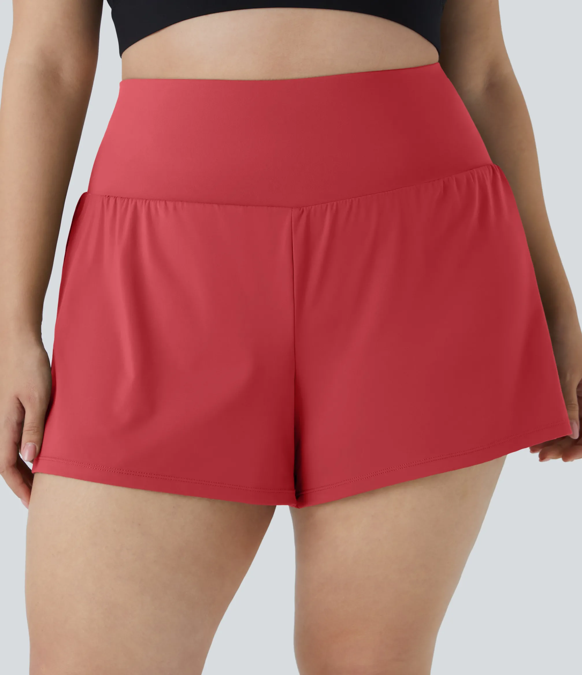 Plus Size<HALARA Pocket Plus Pocket 2-in-1 Gym Plus Size Shorts 2.5''