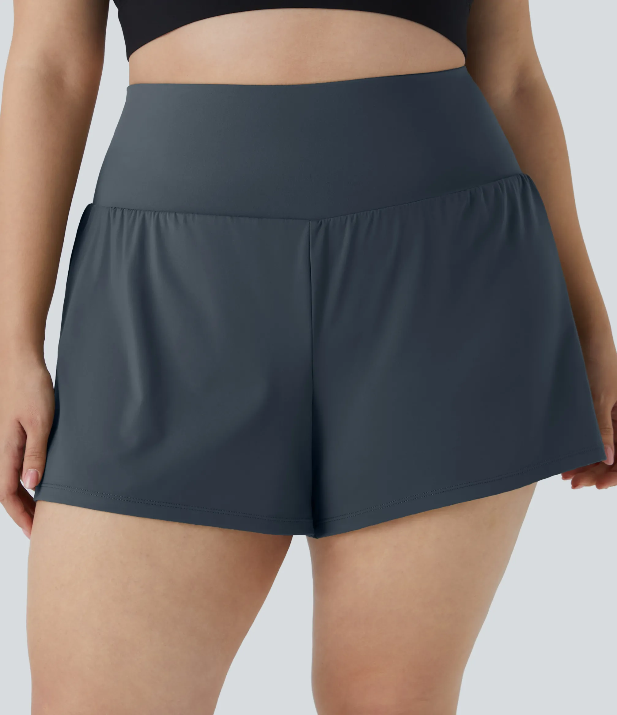 Plus Size<HALARA Pocket Plus Pocket 2-in-1 Gym Plus Size Shorts 2.5''