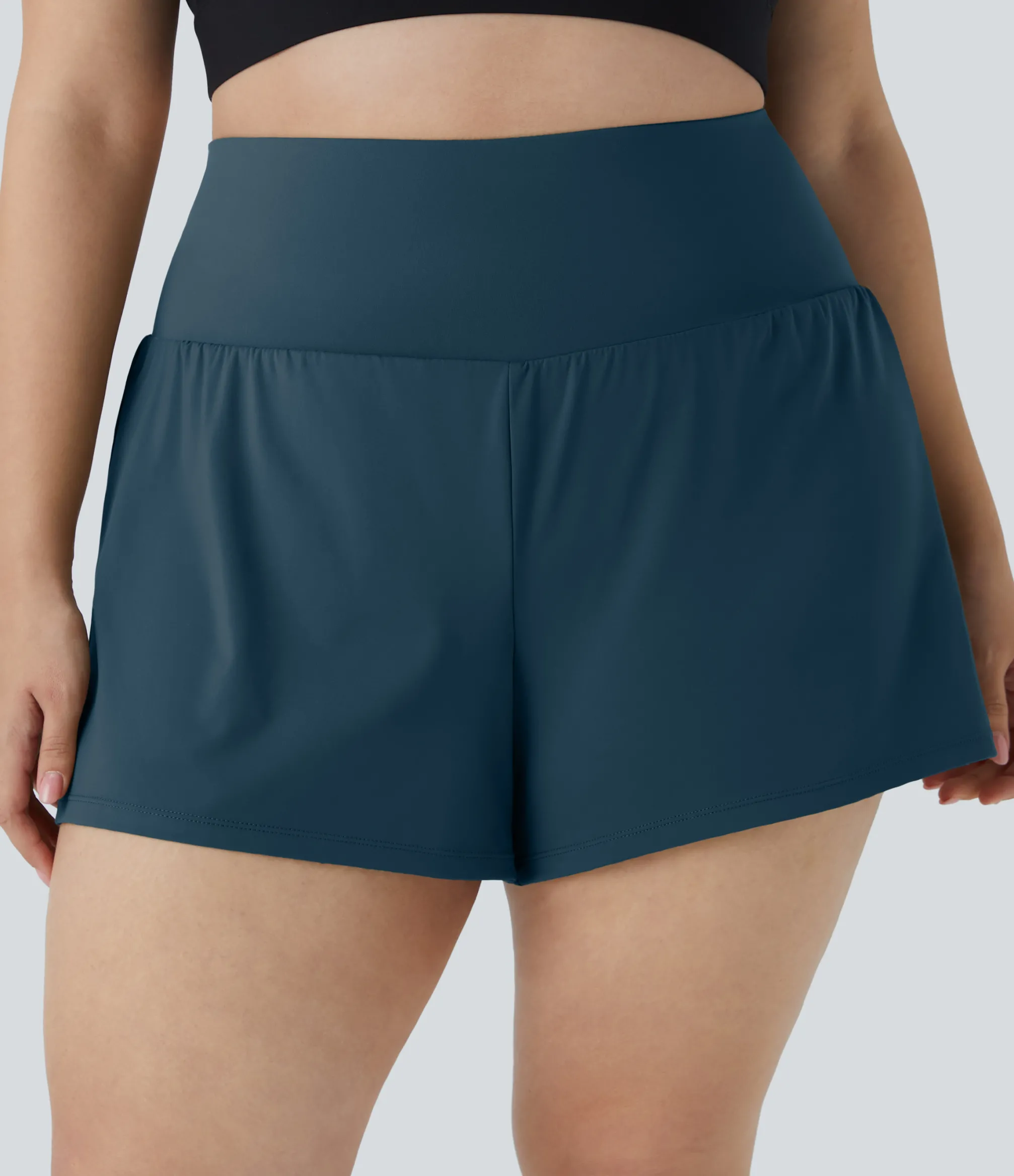Plus Size<HALARA Pocket Plus Pocket 2-in-1 Gym Plus Size Shorts 2.5''