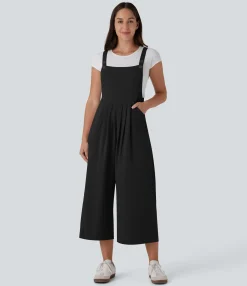 Jumpsuits<HALARA Pockets Capri Waffle Casual Overalls
