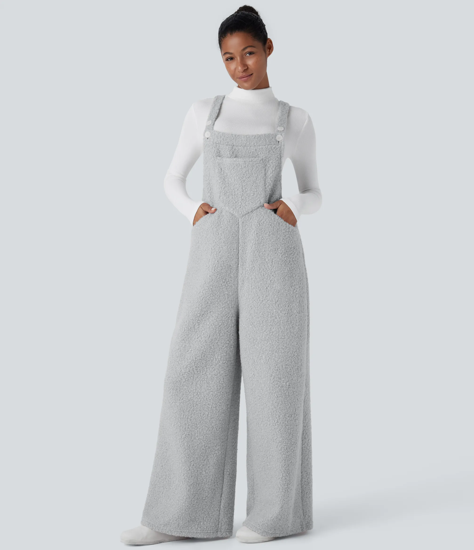 Jumpsuits<HALARA Pockets Casual Teddy Overalls