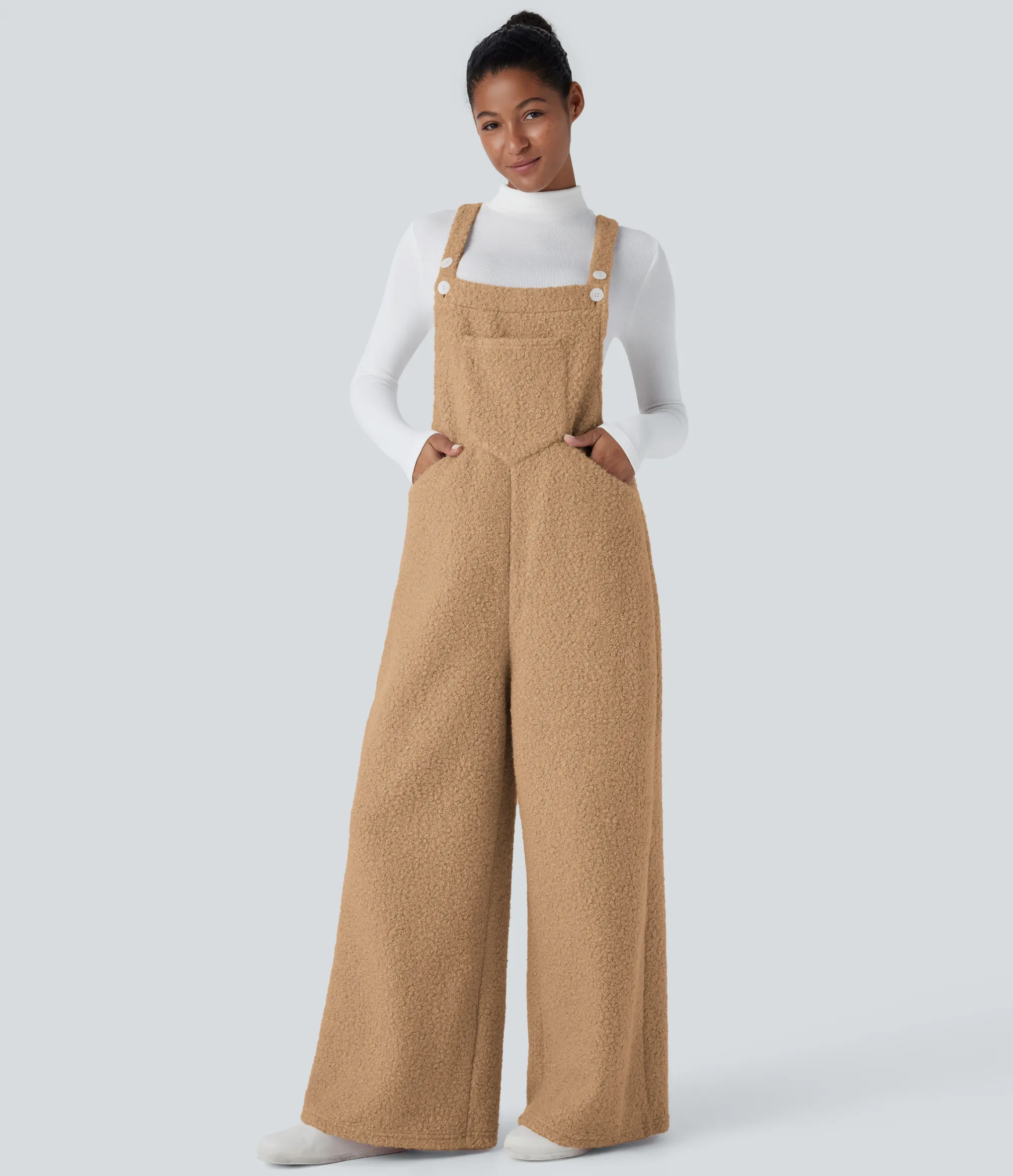 Jumpsuits<HALARA Pockets Casual Teddy Overalls