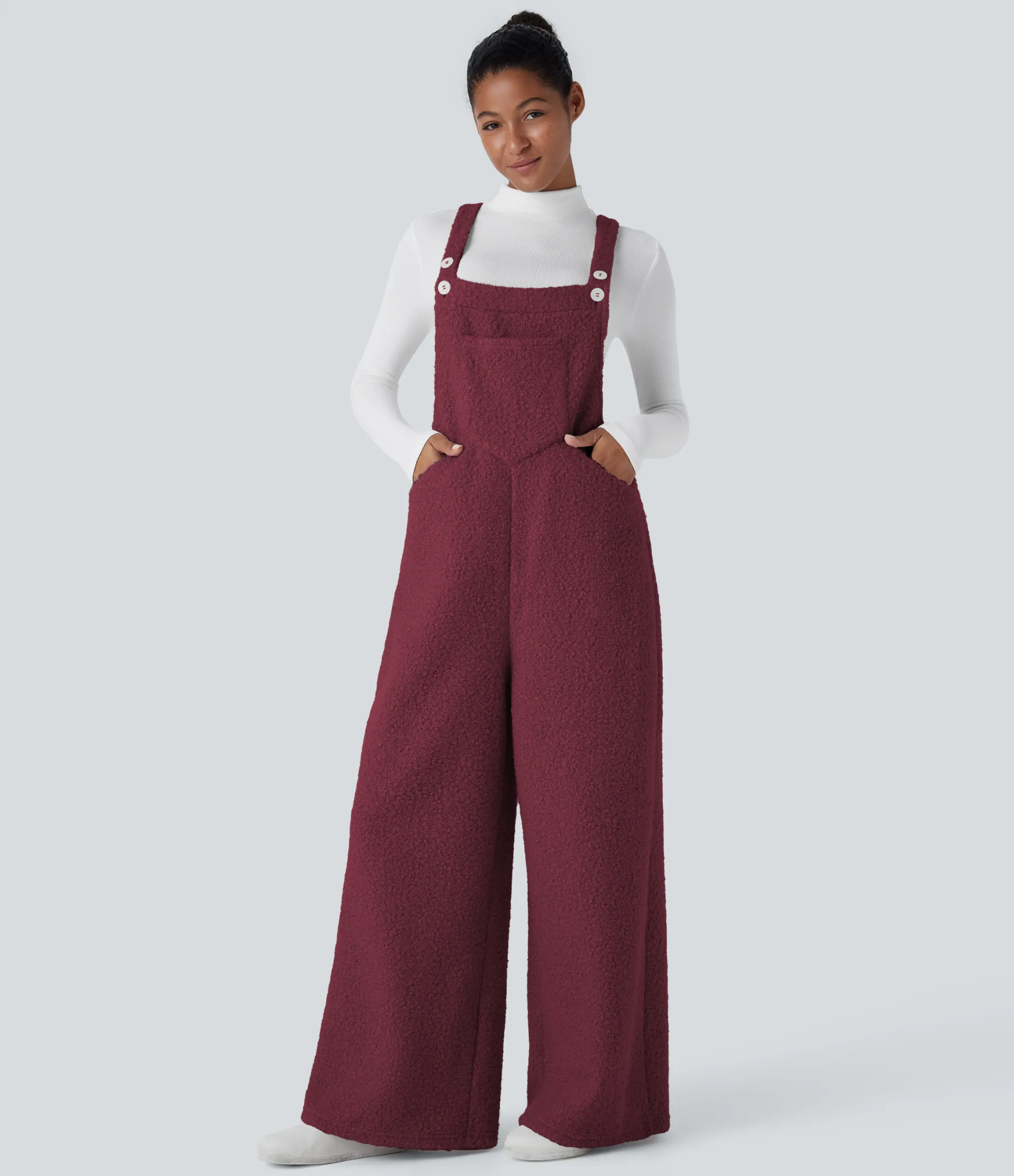 Jumpsuits<HALARA Pockets Casual Teddy Overalls