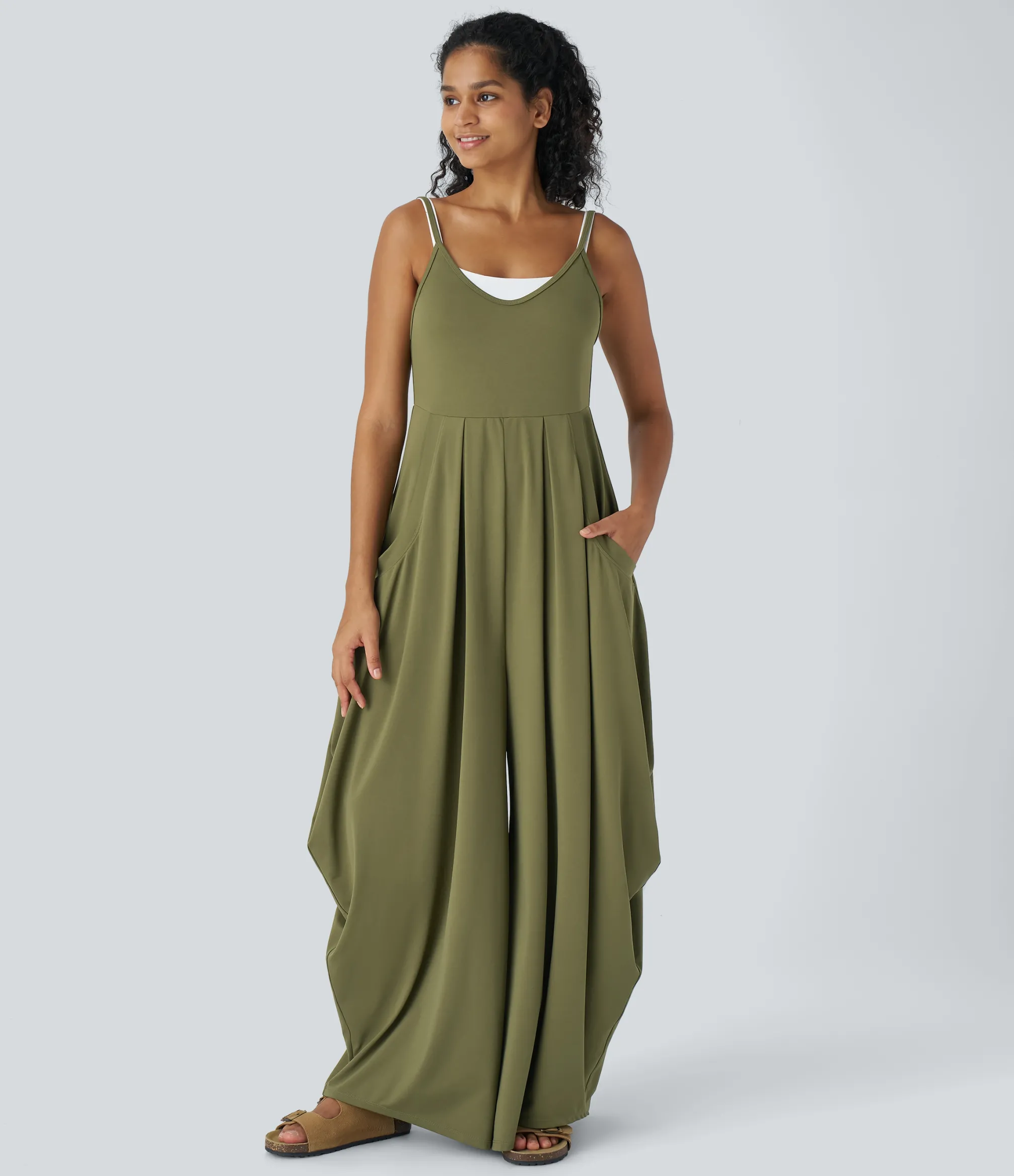 Jumpsuits<HALARA Pockets Draped Wide Leg Casual Jumpsuit