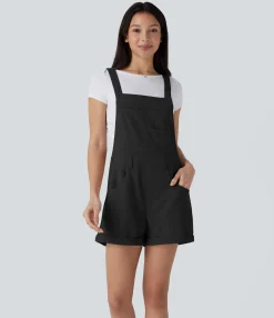 Jumpsuits<HALARA Pockets Rolled Hem Waffle Casual Overalls